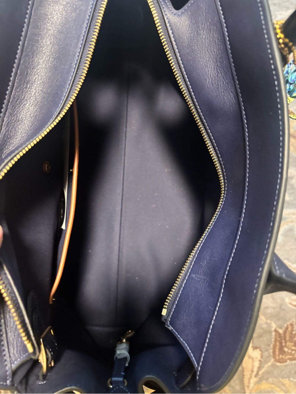 Coach Empire 40 Navy Leather Satchel with Gold Hardware - Picture 8 of 14
